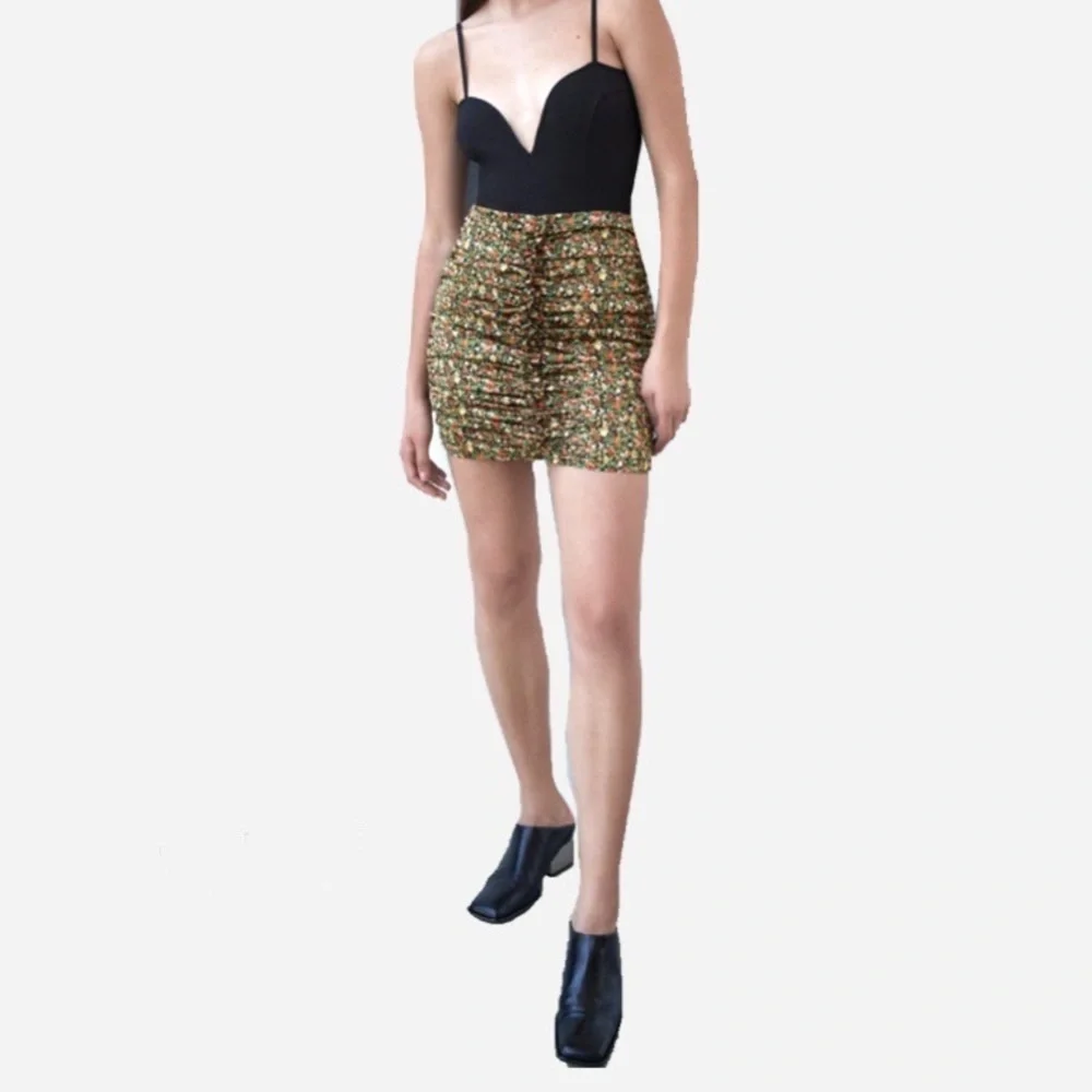 🌸New🌸 Zara Floral Dreaped Satin Mini Skirt Sz XS